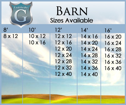 Barn Sizes Available