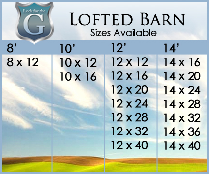 Lofted Barn Sizes Available