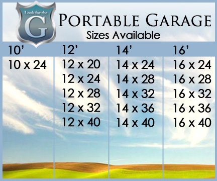 Portable Garage Sizes Available