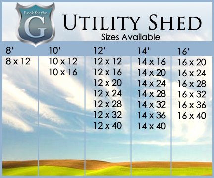 Utility Shed Sizes Available